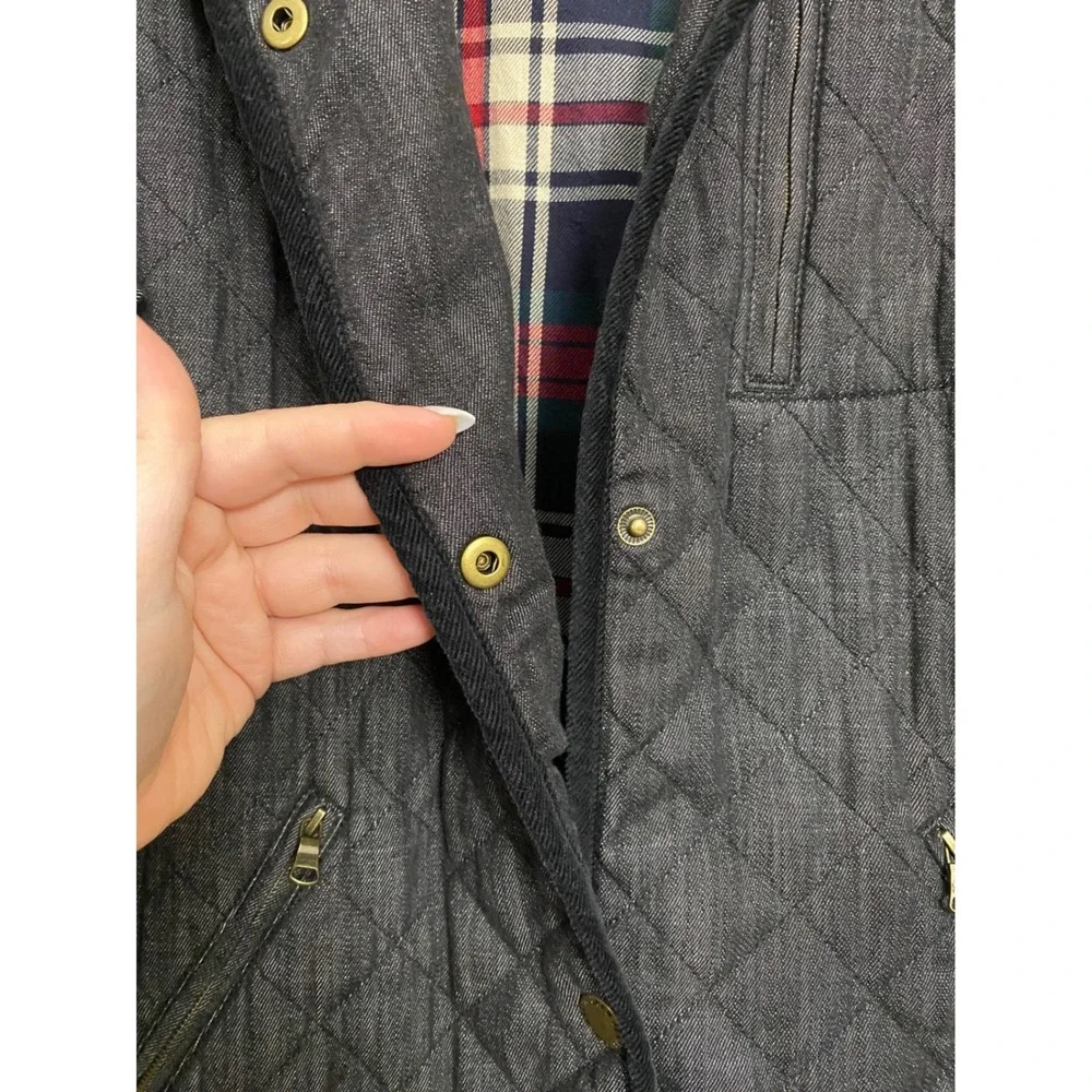 Ralph Lauren Quilted Dark Wash Flannel Lined Snap Closure Denim Jacket Sz Large - Picture 4 of 8